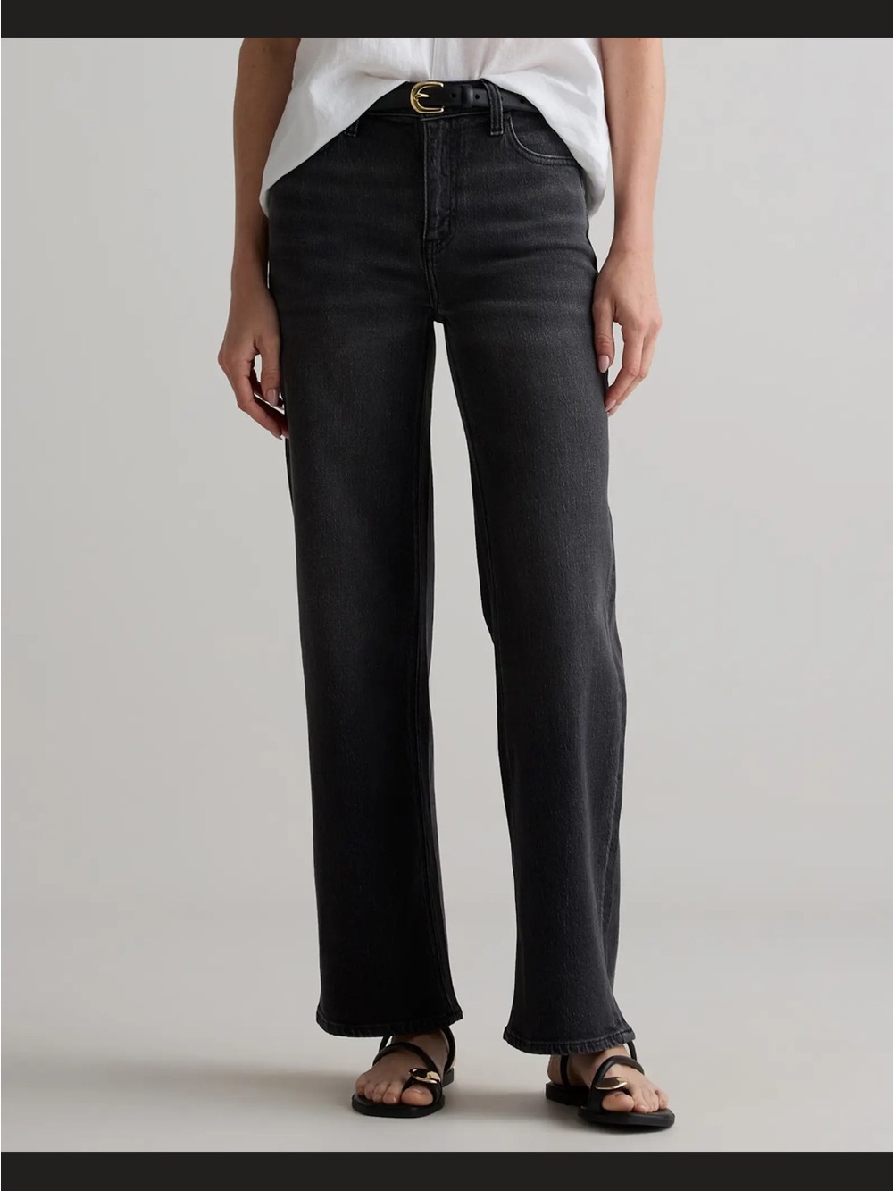 Quince Bella Stretch Relaxed Straight Jeans - Charcoal Black 29 with 26 inseam